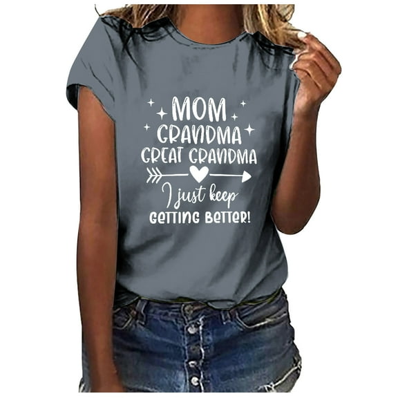 LYXSSBYX Mama Shirts for Women Short Sleeve Women's Letter Printed Short Sleeved Casual Loose Top Short Sleeved Round Neck Top/shirt