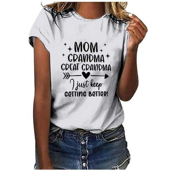 LYXSSBYX Mama Shirts for Women Short Sleeve Women's Letter Printed Short Sleeved Casual Loose Top Short Sleeved Round Neck Top/shirt