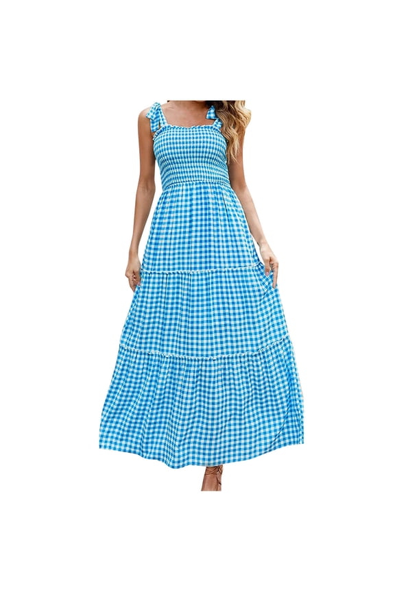 Maxi Dresses for Women 2024 Fashion Women Summer Casual Print Camis Sleeveless Bandage Long Dress