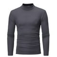 thumbnail image 1 of LYXSSBYX Men's Performance Long Sleeve Shirt Mid-collar Long-sleeved Solid Color Stretch Slim Bottoming Shirt Top, 1 of 6