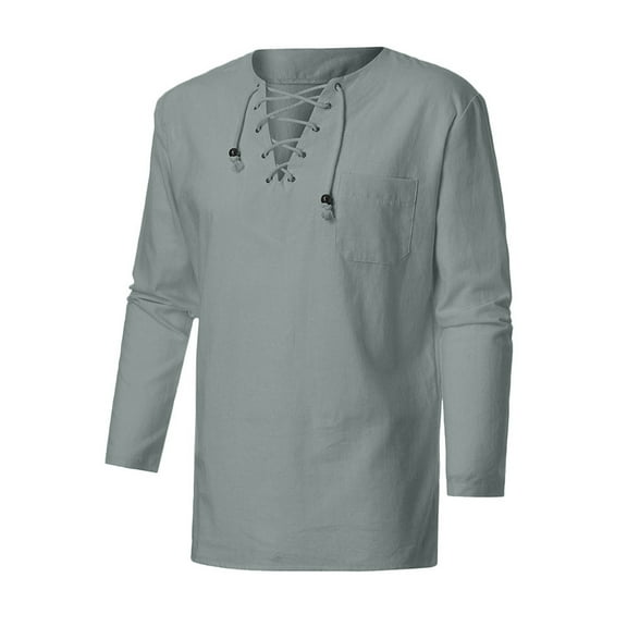 LYXSSBYX Men's Performance Long Sleeve Shirt Moisture Wicking Crew T-Shirt Vintage Casual Linen Long Sleeve T-shirt Top Blouse