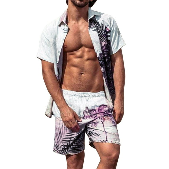 LYXSSBYX Mens 2 Piece Outfit Set Clearance Men's Fashion Short Sleeve Shorts Two Piece Casual Shirt Suit