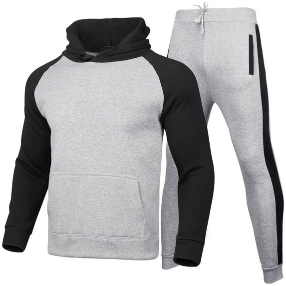 LYXSSBYX Mens 2 Piece Outfit Set Clearance Men's Jogging Suit Sports Hoodie Set Two-Piece Jacket with Hood and Pockets