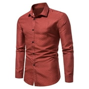 LYXSSBYX Mens Dress Shirts Long Sleeve Men's Printed No Iron Loose Button Lapel Long Sleeved Shirt