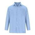 thumbnail image 1 of LYXSSBYX Mens Dress Shirts Long Sleeve Solid Cotton And Linen Lapel Tie Pocket Long Sleeve Button Shirt, 1 of 9