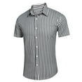 thumbnail image 1 of LYXSSBYX Mens Dress Shirts Short Sleeve Turndown Button Lapel Striped Pocket Short Sleeve Shirt Blouse, 1 of 6