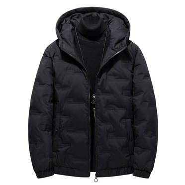 LYXSSBYX Mens Jackets with Hoods Waterproof Men's Short Clothes Cotton Jacket Thickened Long Sleeve Hooded Zipper Pocket Coat