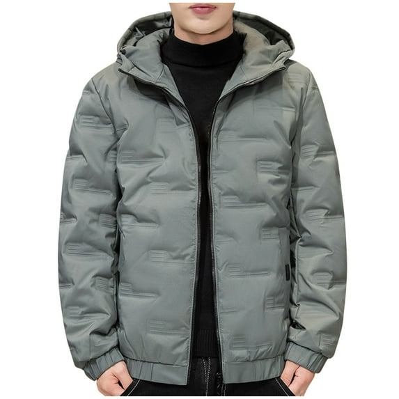 LYXSSBYX Mens Jackets with Hoods Waterproof Men's Short Clothes Cotton Jacket Thickened Long Sleeve Hooded Zipper Pocket Coat