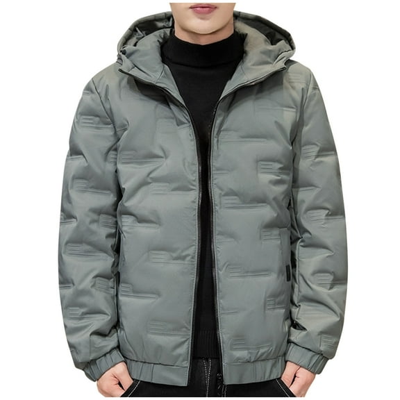 LYXSSBYX Mens Jackets with Hoods Waterproof Men's Short Clothes Cotton Jacket Thickened Long Sleeve Hooded Zipper Pocket Coat