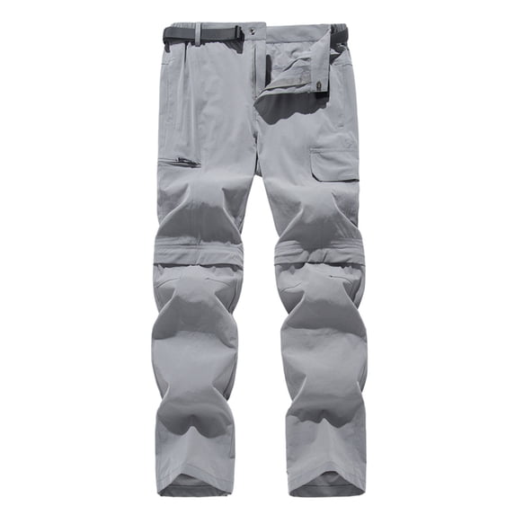LYXSSBYX Mens Pants Men Solid Casual Button Zipper Belt Quick-Drying Detachable in Two Trouser