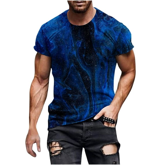 LYXSSBYX Mens Shirts Casual Stylish Summer New Fashion Men's T-shirt 3D Unlocated Sky Beam Printing Short Sleeve Round Neck T-shirt Casual Sports Top Blouses