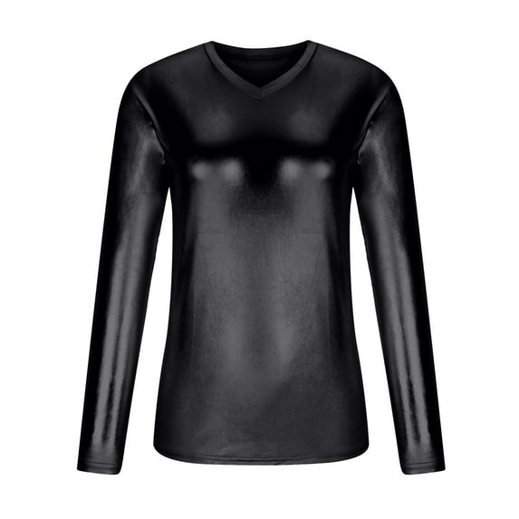 LYXSSBYX Mens Shirts Long Sleeve Bright V-neck Youth Trend Slim Fashion Long-sleeved T-shirt Color Bottoming Shirt Performance Clothes Top