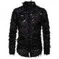 thumbnail image 1 of LYXSSBYX Mens Shirts Long Sleeve Men Handmade 3D Feather Featured Turndown Shirt Top Blouse, 1 of 4