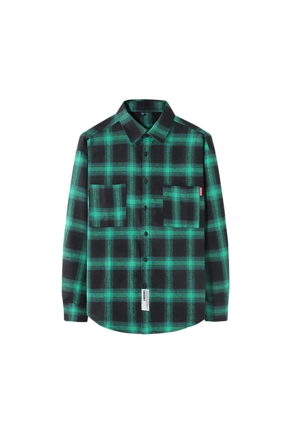 Mens Shirts Long Sleeve Clearance The New Men's Regular-fit Long-Sleeve Plaid Flannel Shirt Fashion Casual