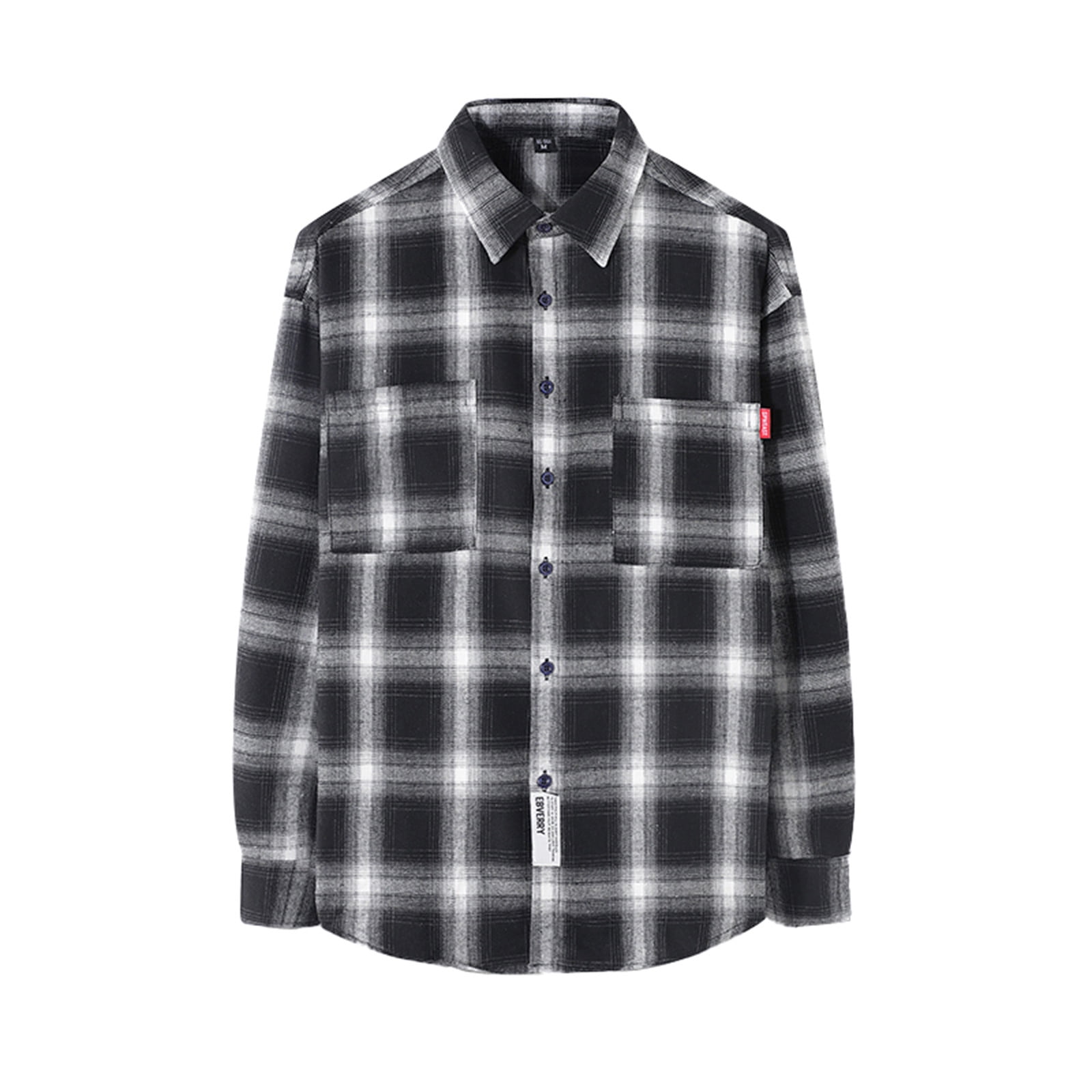 Men's Flannel Plaid Striped Square Collar Standard Fit Long Sleeve Shirt main image 0