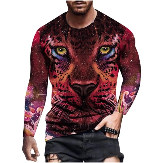 LYXSSBYX Mens Shirts Long Sleeve T Shirts Men's Unisex Daily T Shirt 3D Print Graphic Prints Animal Print Long Sleeve Tops Casual Bloue