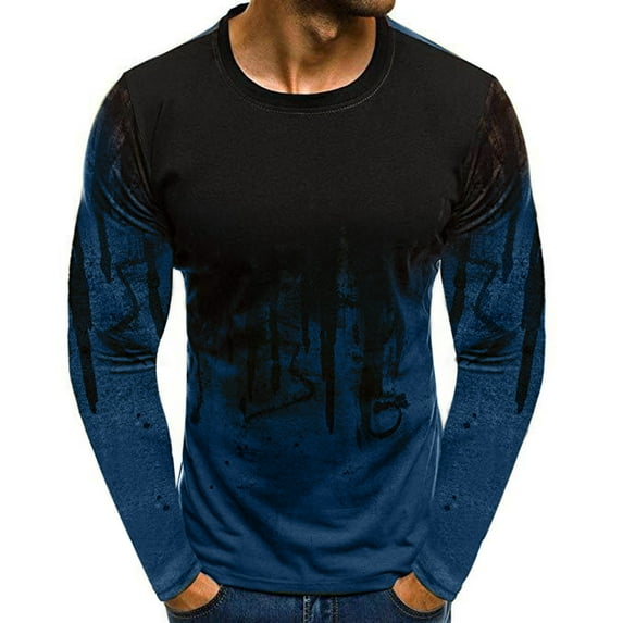 LYXSSBYX Mens Shirts Long Sleeve T Shirts Men's Unisex Daily T Shirt 3D Print Long Sleeve Tops Casual Bloue