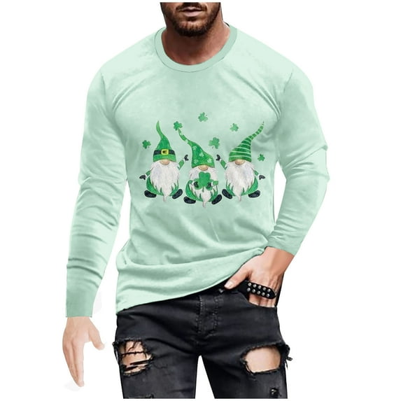LYXSSBYX Mens Shirts Long Sleeve T Shirts New Saint Patrick Men's 3D Printed Long Sleeve T-shirt Loose Round Neck Undercoat Top Blouses & Shirts