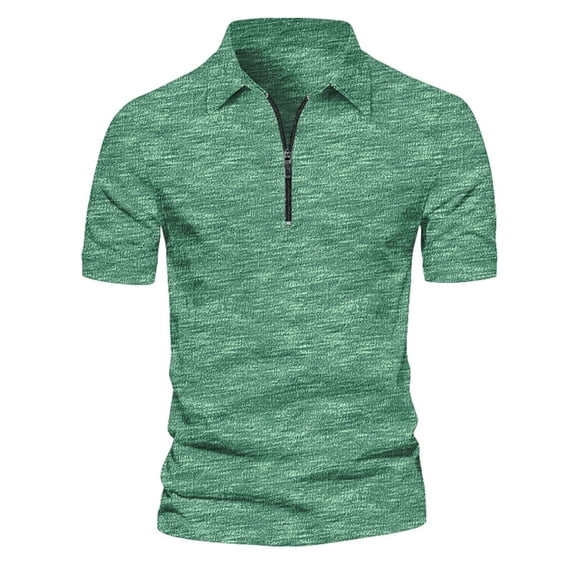 LYXSSBYX Mens Shirts Polo Short Sleeve Men Fashion Casual Solid Zip Turndown Pullover Short Sleeve Blouse