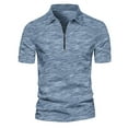 thumbnail image 1 of LYXSSBYX Mens Shirts Polo Short Sleeve Men Fashion Casual Solid Zip Turndown Pullover Short Sleeve Blouse, 1 of 3