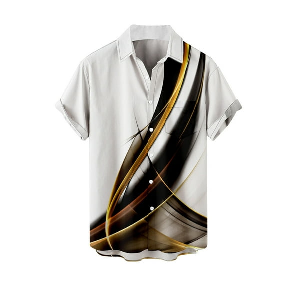 LYXSSBYX Mens Shirts Short Sleeve Button down Men Casual Fashion Turn-down Collar Hawaiian Printing Short Sleeve Have Pockets Cardigan Button Shirt Tops Blouse