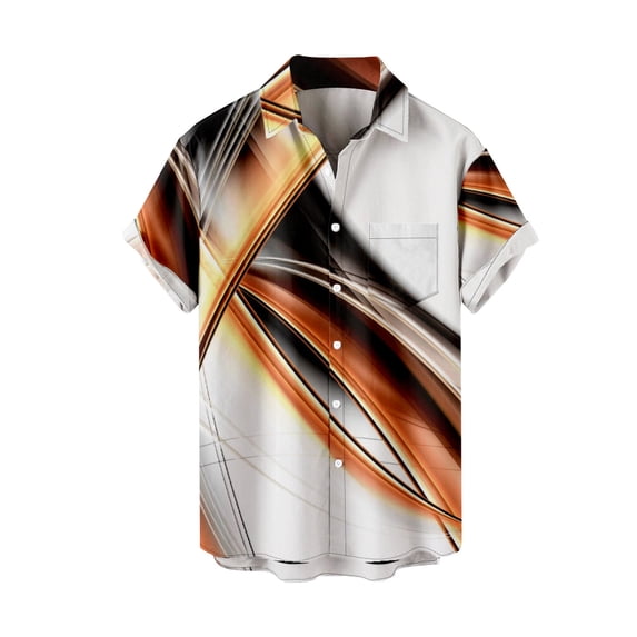 LYXSSBYX Mens Shirts Short Sleeve Button down Men Casual Fashion Turn-down Collar Hawaiian Printing Short Sleeve Have Pockets Cardigan Button Shirt Tops Blouse