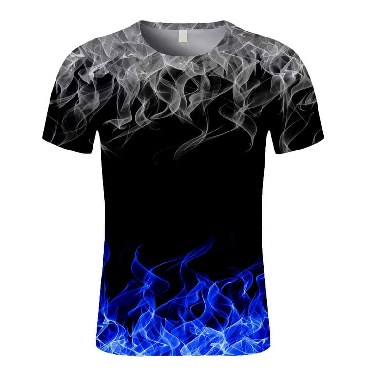 LYXSSBYX Mens Shirts Short Sleeve Clearance Men Short Sleeve Flame Printing Round Neck Pullover T Shirt Blouse Walmart
