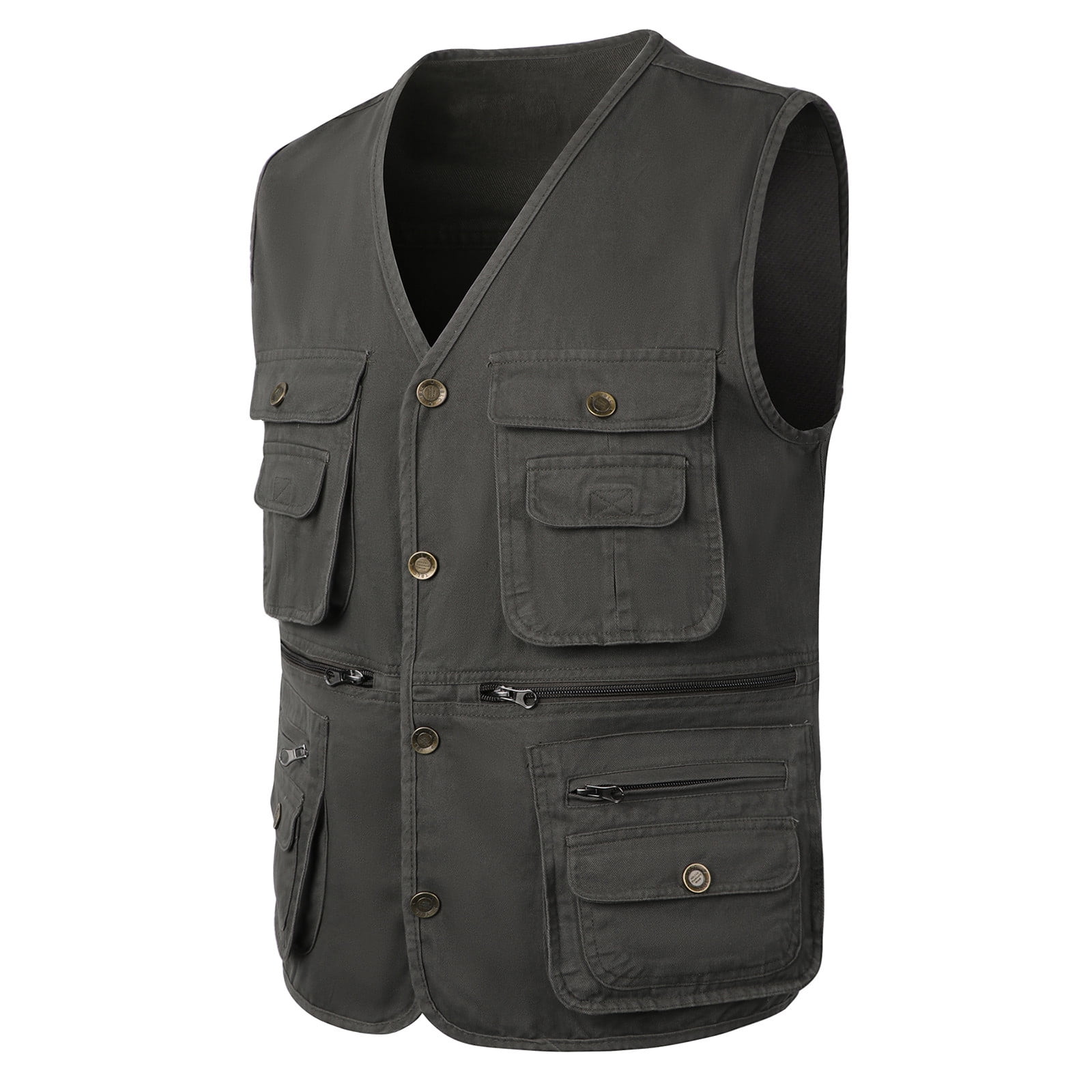 LYXSSBYX Mens Vest Jacket Clearance Men's Outdoor Vest Leisure Jacket  Lightweight Vest with Zip Many Pockets 