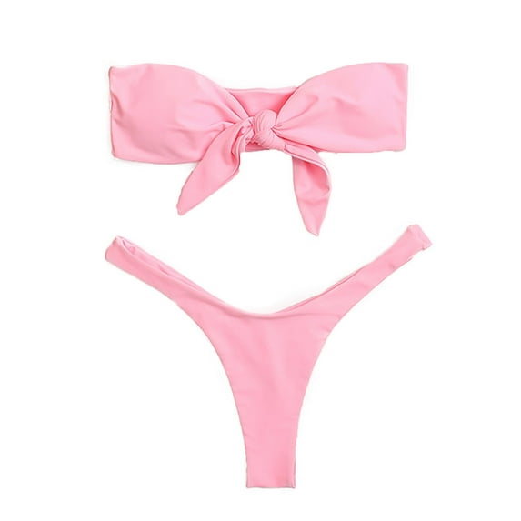 LYXSSBYX One Piece Swimsuits for Women Sexy Women's Solid Color Split Tube top Soft Bikini Charming Swimsuit Beachwear
