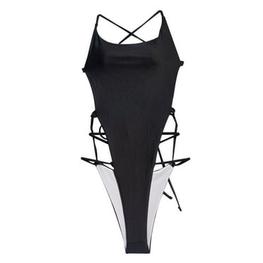 LYXSSBYX One Piece Swimsuits for Women Women One-Piece Solid Bikini Push-Up Pad Swimwear Bandage Hollow Out Swimsuit Beachwear