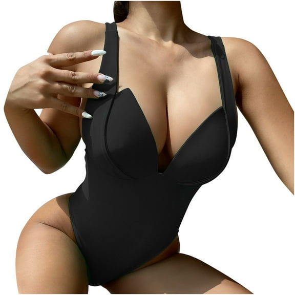 LYXSSBYX One Piece Swimsuits for Women Women's Solid Set Swimsuit One-Piece Filled Bra Swimwear Beachwear