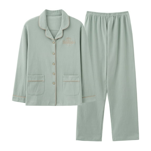 LYXSSBYX Pajamas for Women Four Seasons New Long Sleeve Loose Women's Cardigan Large Home Furnishing Set Pajamas Women