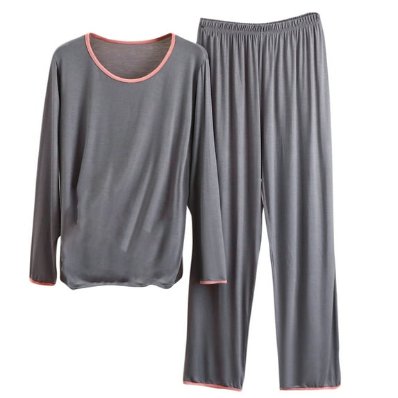 LYXSSBYX Pajamas for Women Women's Round Neck Pajamas Large Size Long Sleeved T-Shirt Set Loose Fitting Two-Piece Set for Home Wear