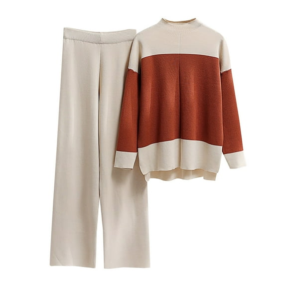 LYXSSBYX Pj Sets for Woman Women's Fashion Casual Long Sleeve Round-Neck Blouses & Shirts Sets