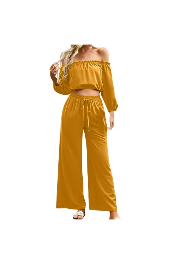 Pj Sets for Woman Women's Fashion Casual Spring and Summer Solid Color Square Collar Blouse Tops