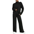 thumbnail image 1 of LYXSSBYX Pj Sets for Woman Women's Fashion Solid Knitted Round Neck Long Sleeve Casual Pants Set, 1 of 9