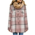 thumbnail image 1 of LYXSSBYX Plaid Shacket for Women Jacket Fashion Women Casual Long Sleeve Plush Single-Breasted Long Coat Tops Blouse Coat, 1 of 6