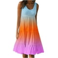 thumbnail image 1 of LYXSSBYX Plus Size Dresses for Curvy Women Womens Fashion Holiday Summer Round Neck Gradient Print Sleeveless Party Beach Dress, 1 of 5