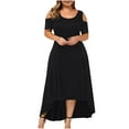 thumbnail image 1 of LYXSSBYX Plus Size Dresses for Women on Clearance 5 X Plus Size Women Sexy Strapless Draw Back Short Sleeve Dress, 1 of 5
