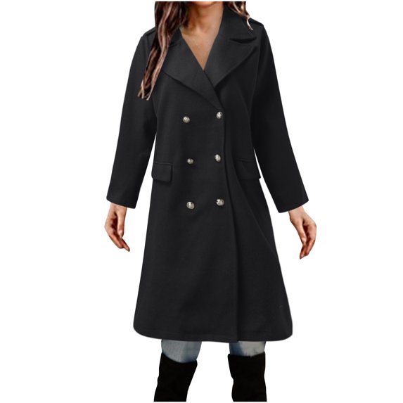 LYXSSBYX Plus Size Jackets for Women Clearance Womens Ladies Solid Lapel Cardigan Long Sleeve Coat Buttons Outerwear