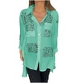 thumbnail image 1 of LYXSSBYX Plus Size Summer Casual Tunic Tops for Women Women's Lapel Irregular Front Short Back Long Printed Loose Sexy Long Sleeved Shirt, 1 of 6