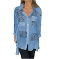 thumbnail image 1 of LYXSSBYX Plus Size Summer Casual Tunic Tops for Women Women's Lapel Irregular Front Short Back Long Printed Loose Sexy Long Sleeved Shirt, 1 of 6