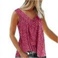 thumbnail image 1 of LYXSSBYX Plus Size Tank Tops for Women Women Fashion Summer Sexy Fold Printed Regular Lace Sleeveless V Neck Button, 1 of 5