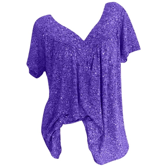 LYXSSBYX Plus Size Tops for Women Women Plus Size Short Sleeves V-Neck Print Blouse Pullover Tops Short Sleeve Blouses Shirts