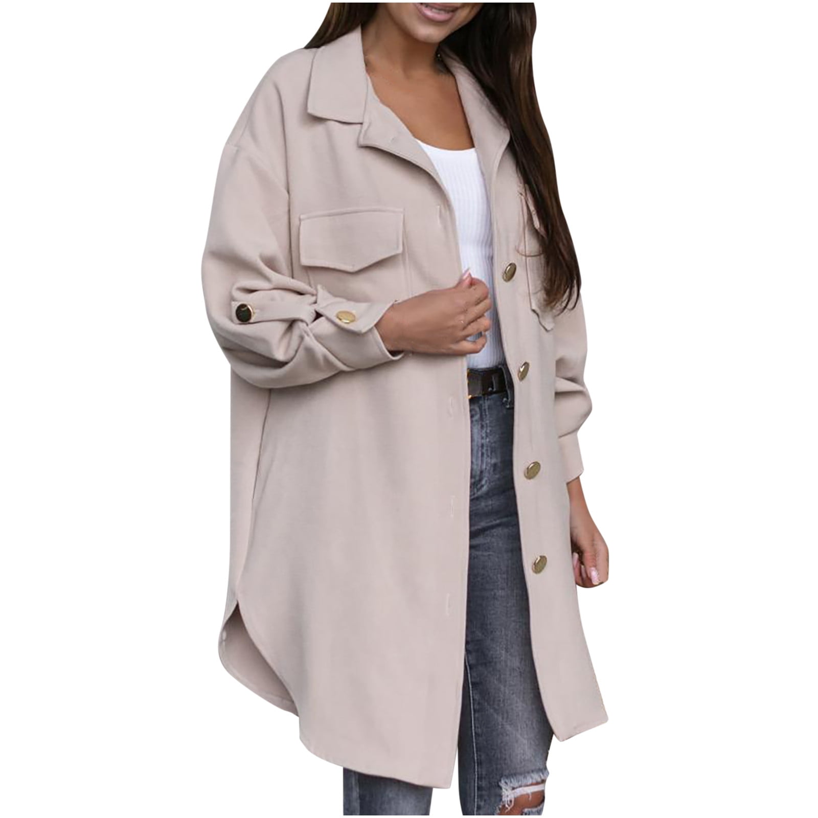 LYXSSBYX Plus Size Womens Coats on Clearance Womens Ladies Solid Lapel