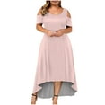 thumbnail image 1 of LYXSSBYX Plus Size Womens Dresses Fashion Women Summer Casual Short Sleeve Off The Shoulder Solid Color Dress, 1 of 5