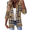 thumbnail image 1 of LYXSSBYX Plus Size Womens Shackets Hot Sale Clearance Women Business Attire Plaid Printed Long Sleeve Button Slimming Cardigan Coat Top, 1 of 5