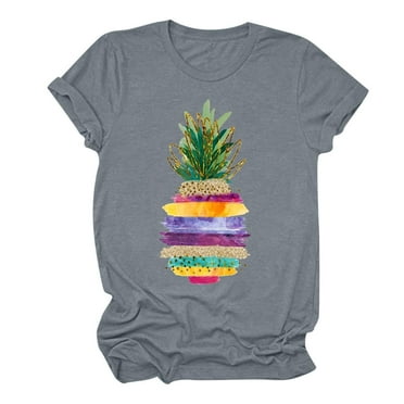 LYXSSBYX Plus Size Womens Shirts Clearance Summer Beach Printed T-Shirt with Round Neck and Short Sleeved Top