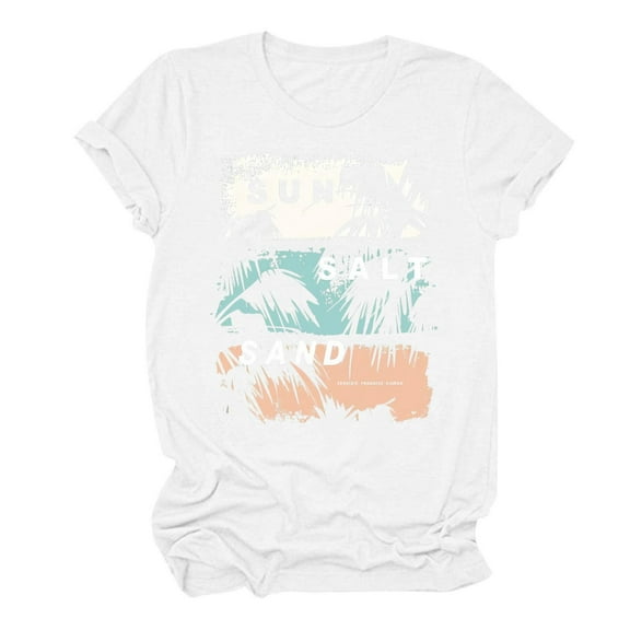 LYXSSBYX Plus Size Womens Shirts Summer Beach Printed T-Shirt with Round Neck and Short Sleeved Top