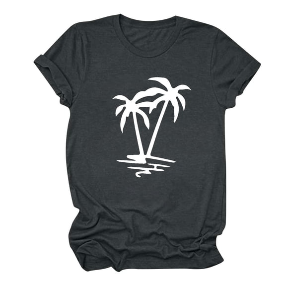 LYXSSBYX Plus Size Womens Shirts Summer Beach Printed T-Shirt with Round Neck and Short Sleeved Top